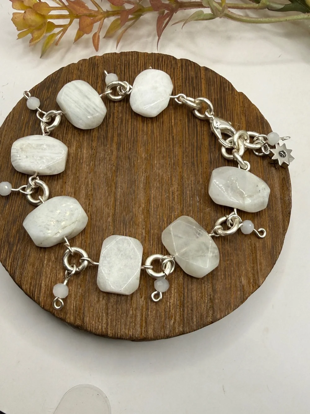 Handmade White Quartz Slap Stone Link Bracelet